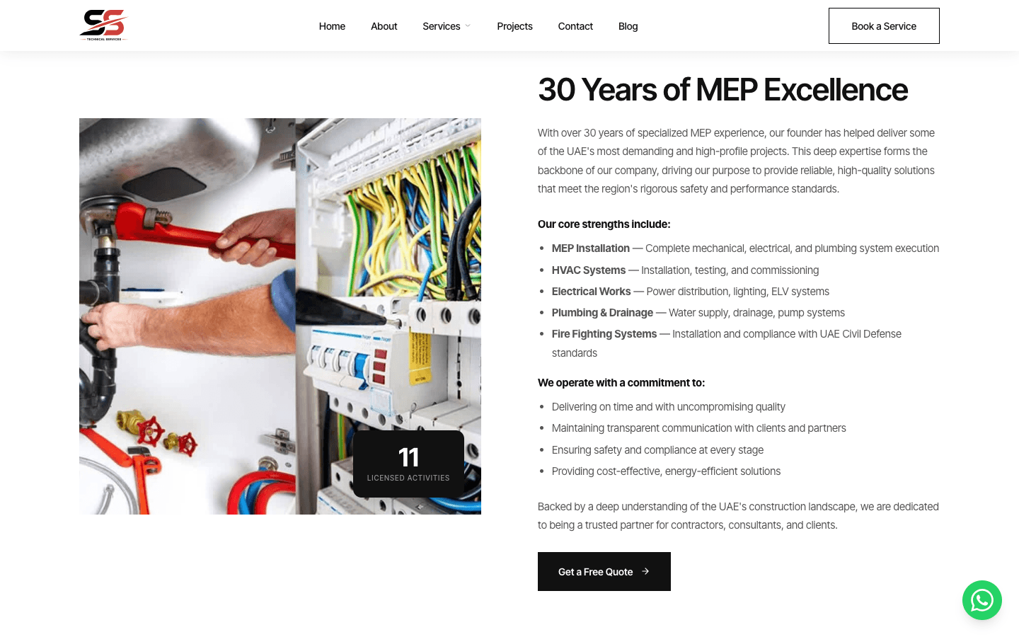 SS Technical Services about page