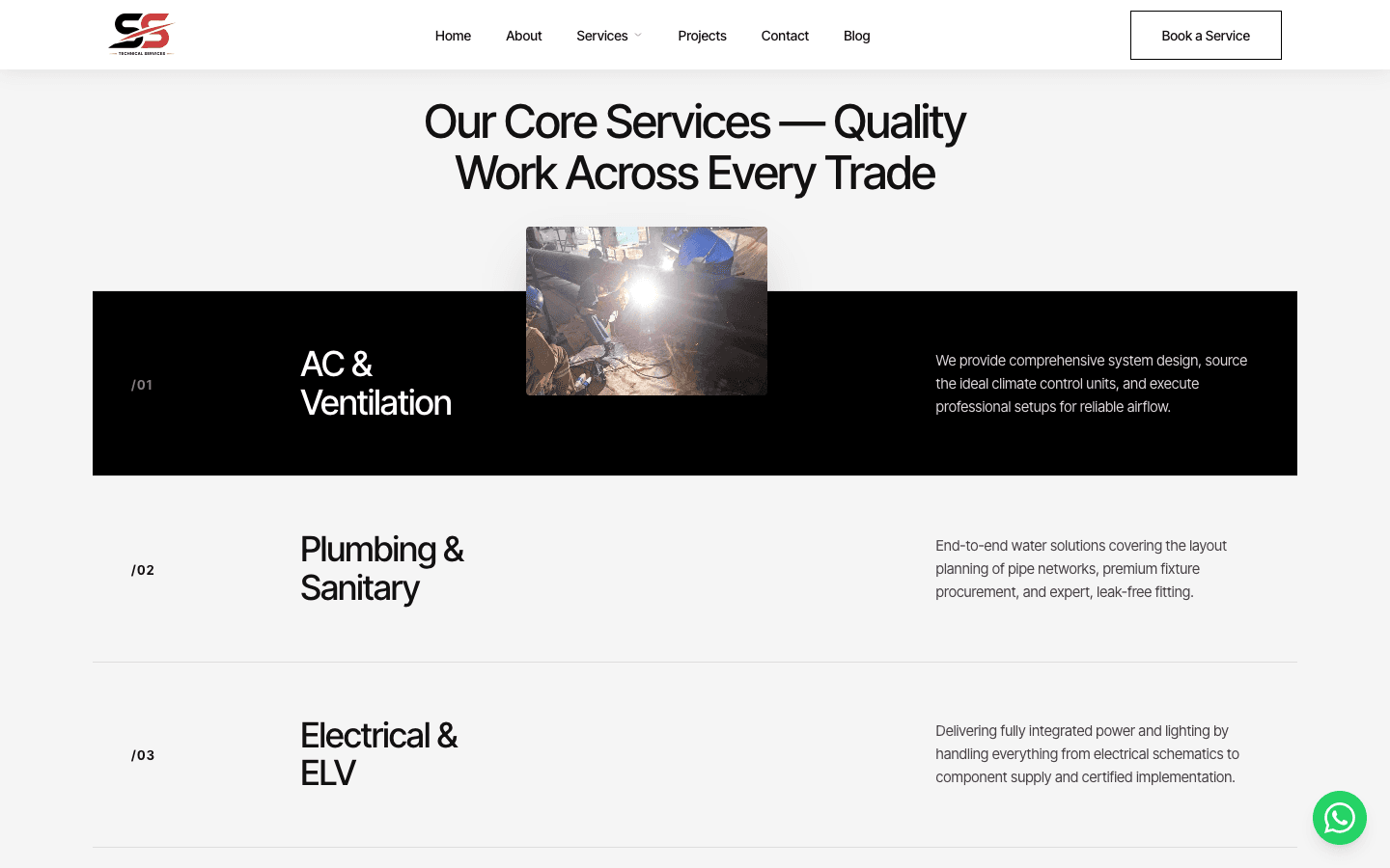 SS Technical Services core services list