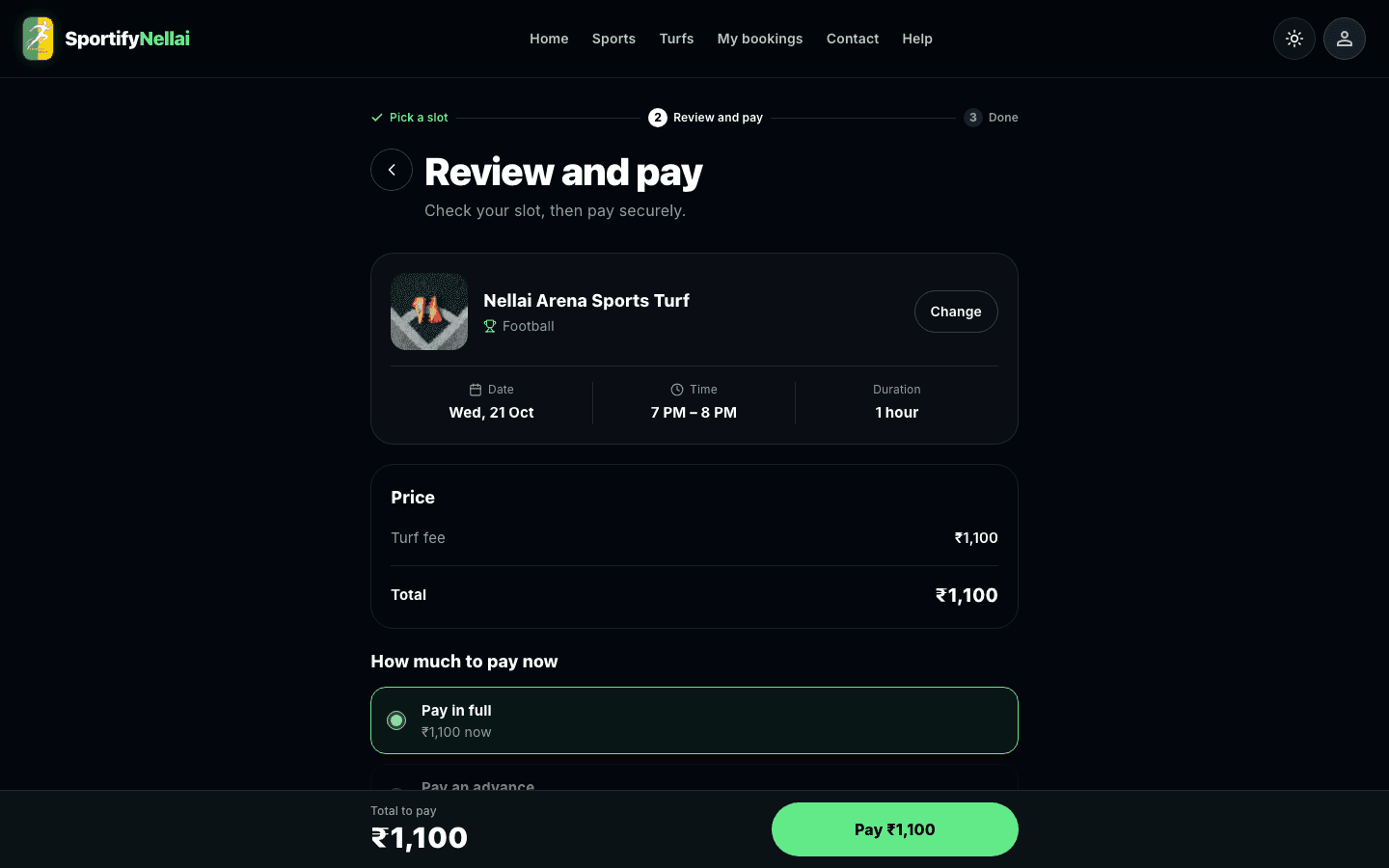 Sportify Nellai checkout